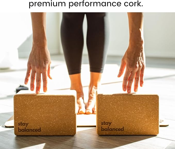 Premium Cork Yoga Blocks - Extra Large Yoga Block 2-Pack or Extra Tall 1-Pack for Inflexible Yogis | Natural, High-Density Cork for Superior Support & Stability | Optional Yoga Strap & Gift Box-FlexoryFit