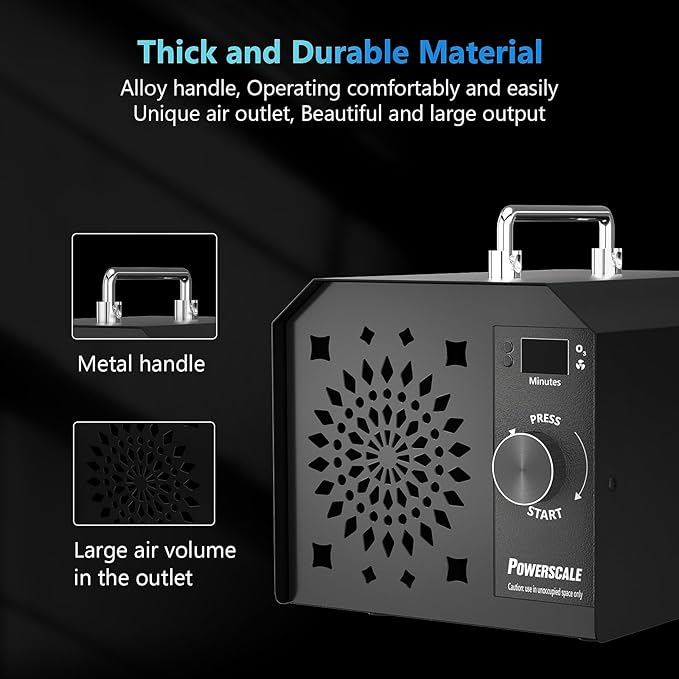 Commercial Ozone Generator 150,000mg/h O3 Intelligent Control Industrial Ozone Machine Odor Removal Air Purifier Sterilization Large Homes Offices Ozone Odor Eliminator 16,000sq.ft. Black