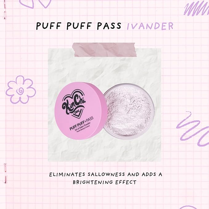 Kimchi Chic Beauty Puff Puff Pass Set and Bake Setting Powder for Makeup, Extra Fluffy Loose Face Powder Poof, Soft Natural Face Makeup for Uneven Skin Tone, 01 Ivander-FlexoryFit