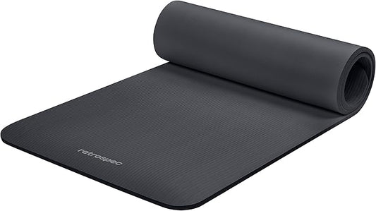 Retrospec Solana Yoga Mat 1/2" Thick w/Nylon Strap for Men & Women - Non Slip Exercise Mat for Yoga, Pilates, Stretching, Floor & Fitness Workouts-FlexoryFit