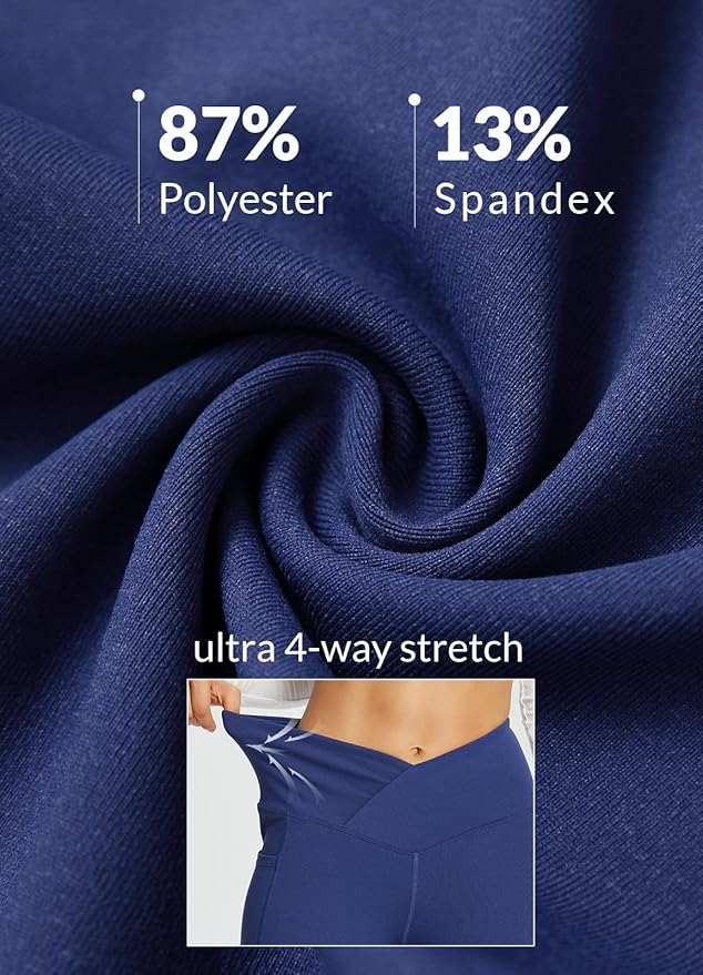 baleaf Women's V Crossover Flare Leggings with Pockets Yoga Pants High Waist Casual Workout Gym Bell Bottom Leggings-FlexoryFit