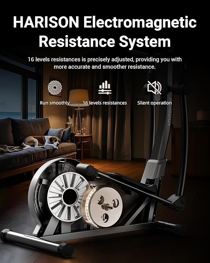 HARISON Elliptical Machine for Home 350 LBS Capacity, Magnetic Elliptical Exercise Machine with 16-Level Resistance Control, Elliptical Trainer with HARISON Bluetooth-FlexoryFit