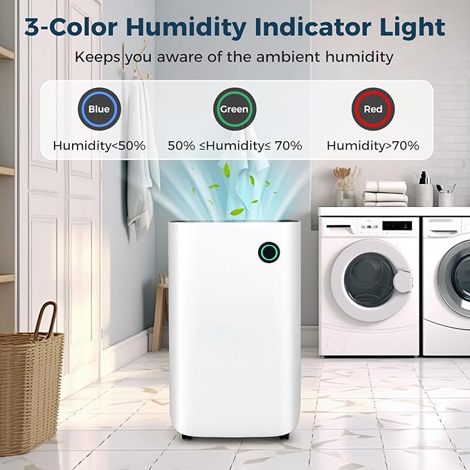 ARLIME 73 Pints Dehumidifier for Home & Basements, 4500 Sq. Ft Quiet Dehumidifier w/5 Modes, 3-Color Humidity Indicator Light, Auto or Manual Drainage, Drain Hose & Auto Shut-off for Bedroom