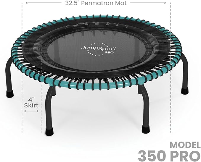 JumpSport 350 PRO Indoor Heavy Duty Fitness Trampoline, 39-inch | 36 Premium EnduroLast 4 Elastic Cords | Customized Bounce with 7 Settings | 300 lb Wt. Rating | 60-Day Free Trial to 350+ Videos-FlexoryFit