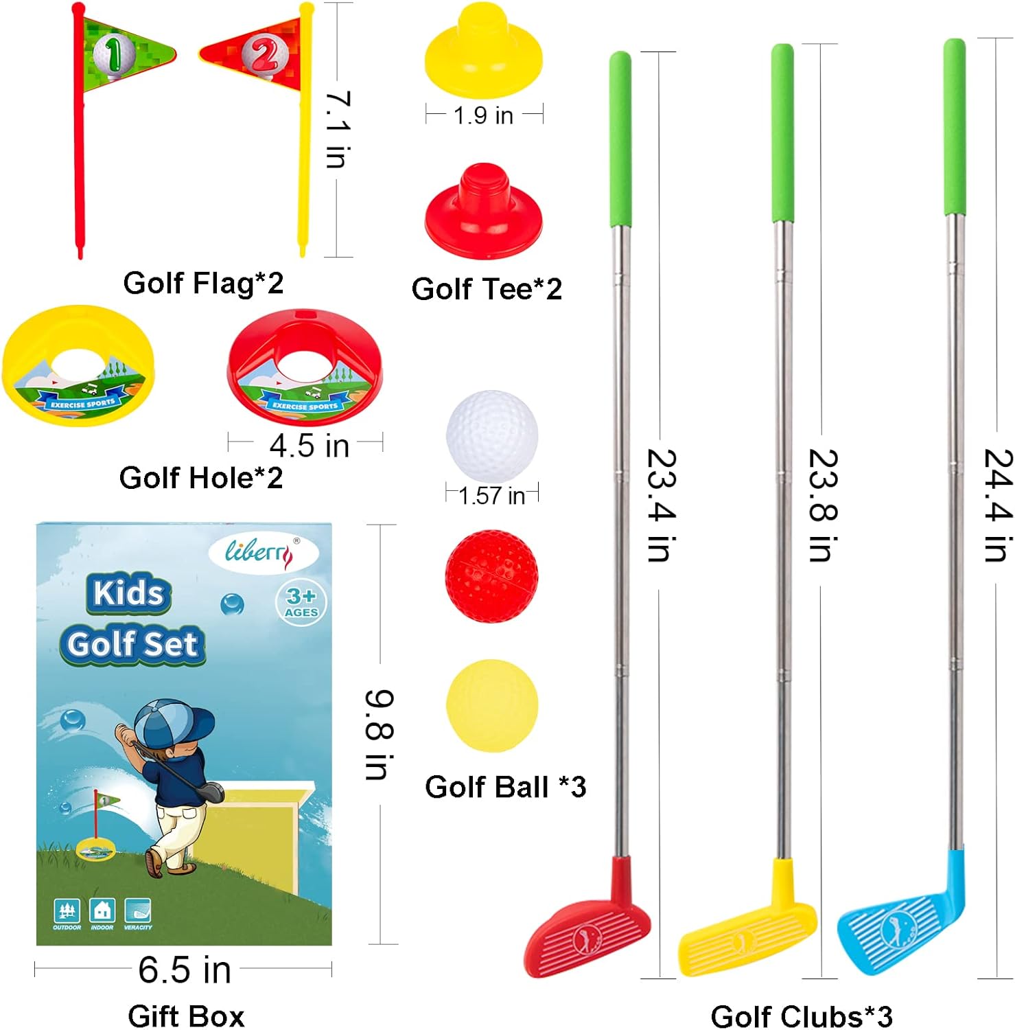 Liberry Kids Golf Club Set, Retractable Toy Golf Clubs for Toddlers, Mini Golf Set for Children Age 2 3 4 5 Years Old