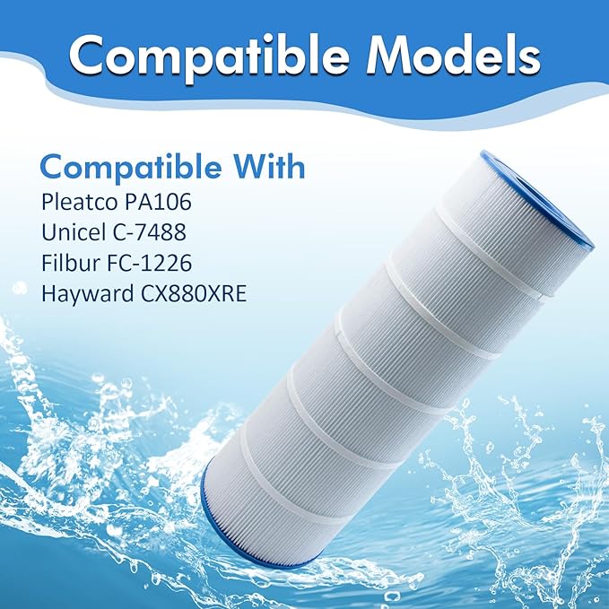 C4030 Pool Filter Cartridge Replacement for Hayward SwimClear C4030 CX880XRE, Pleatco PA106-PAK4, Unicel C-7488, Filbur FC-1226, | 4-Pack | 424 Sq. Ft.| High-Efficiency Trilobal Fabric
