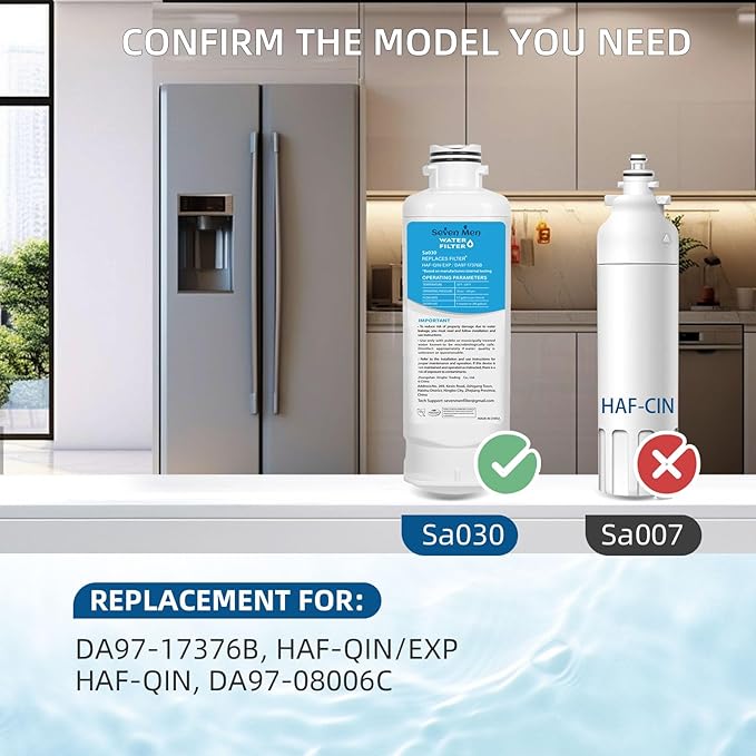 DA97-17376B Water Filter for Sam&sung Haf-qin/exp, Rf28t5001sr, Da97-08006c, Rs27t5200sr, Rf28r7351sg, Rf24r7201sr, Rf27t5201sr, 1Pack.
