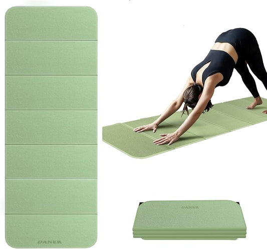 Foldable Yoga Mat 12mm Extra Thick Joint Protection,Portable Design for Travel/Pilates/Board/Camping,Environmental Sports Mat Non-Slip Gym Mat,Odorless POE Material-FlexoryFit