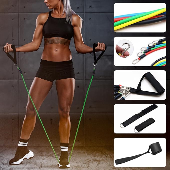 Resistance Bands, Resistance Band Set, Strength Training Fitness Bands, Exercise Bands for Men and Women, Resistance Bands with Handles, Door Anchor, for Shape Body and Home Workouts-FlexoryFit