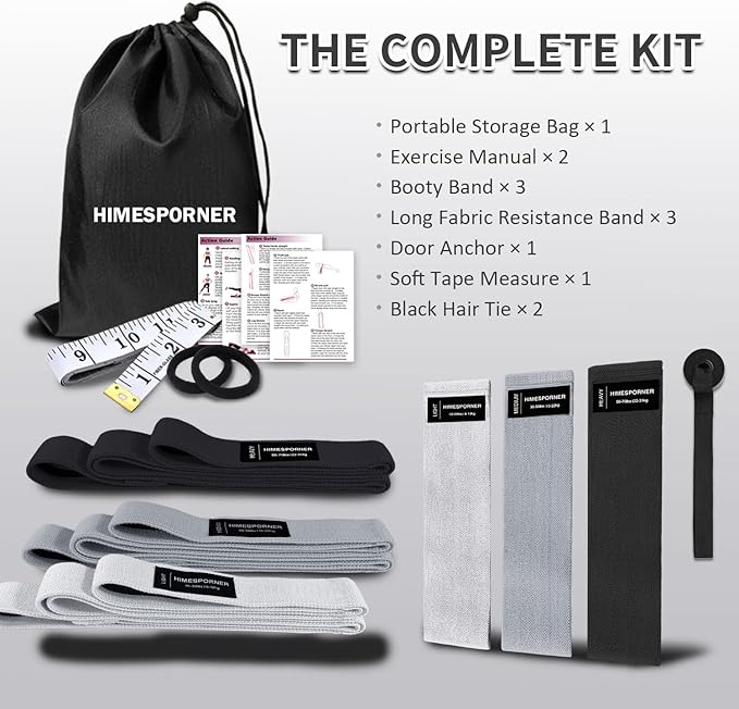 Wide Fabric Resistance Bands Set for Working Out, Non-Slip Exercise Booty Bands for Women & Men Leg and Glutes with Hair Ties and Tape Measure - for Home Gym Workout, Yoga, Pilates-FlexoryFit