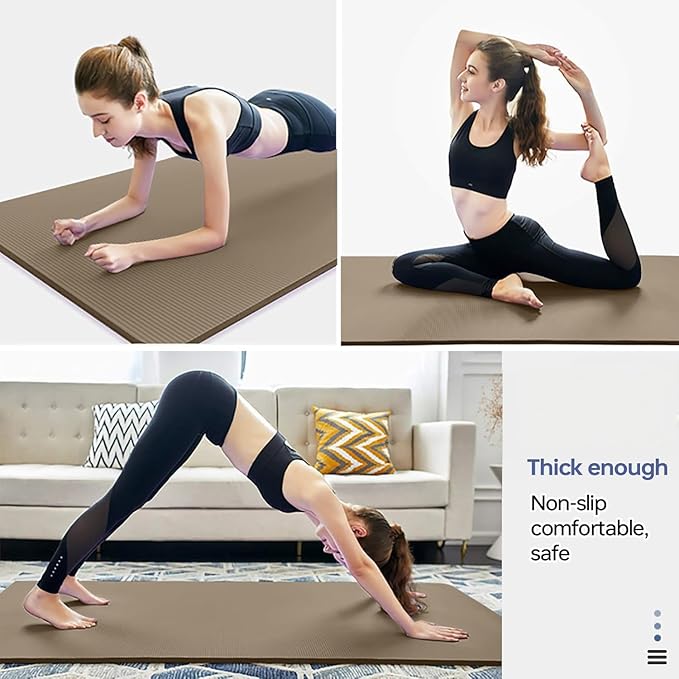 Thick Yoga Mat Non Slip, Large Size 72" L x 32" W x 0.6" TH, Premium Exercise & Fitness Mat with Carrying Strap and Bag, Workout Mats for Home-FlexoryFit