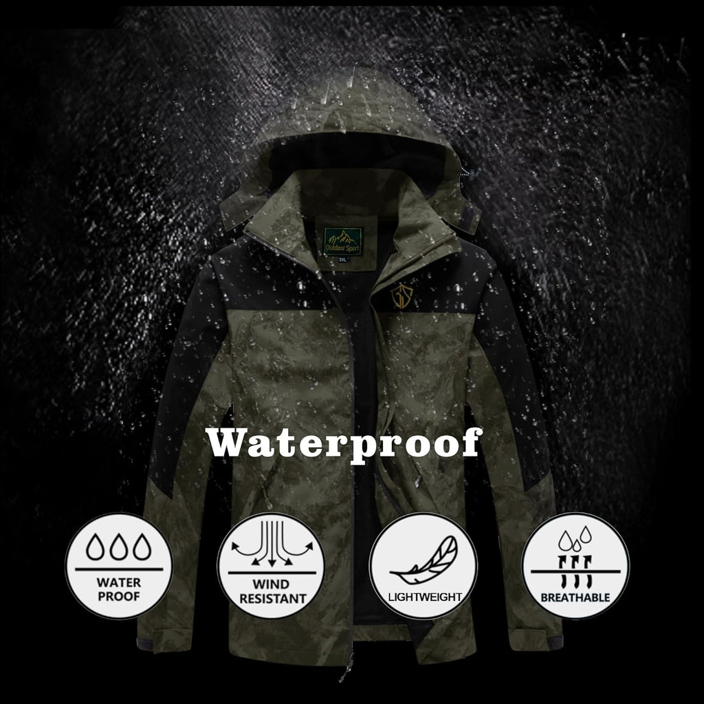 GIISAM Rain Jacket for Men, Mens Waterproof Raincoat Lightweight Rain Jackets Outdoor Rain Coat Windbreaker with Hood