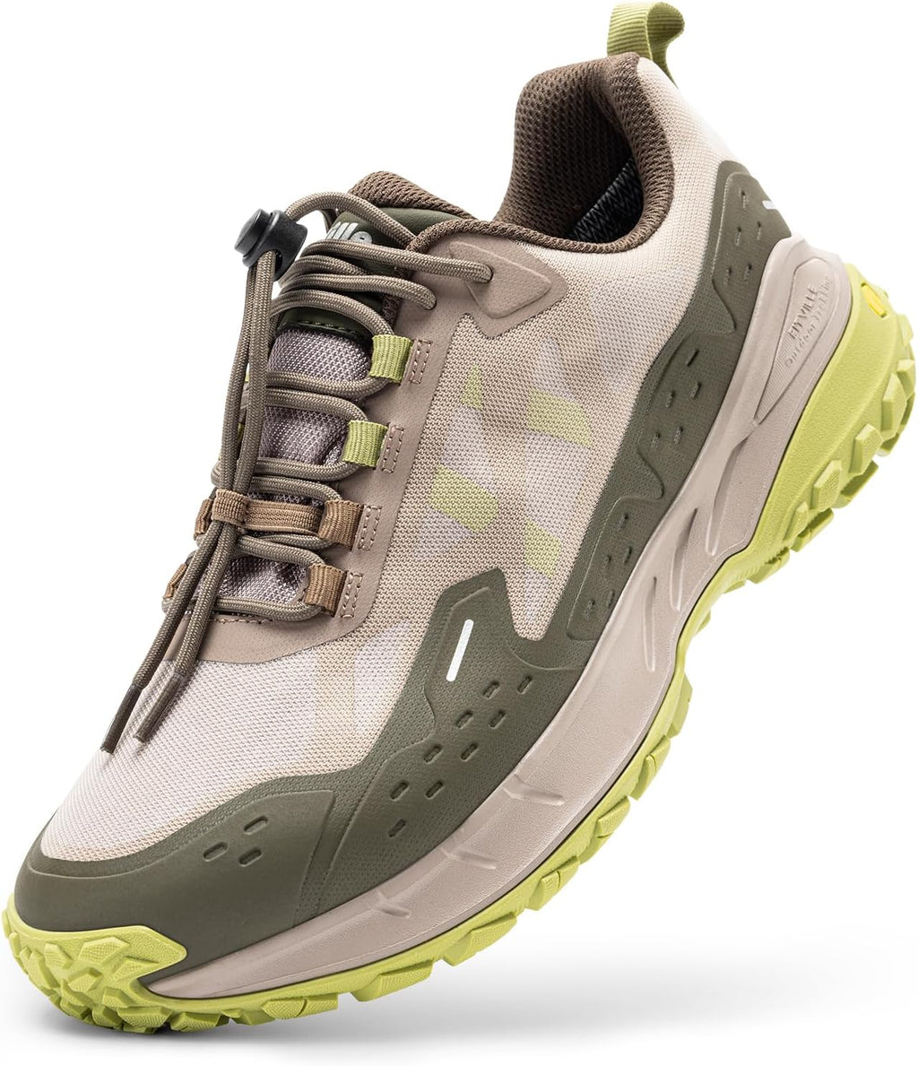 FitVille Men Waterproof Hiking Shoes Extra Wide Walking Shoes Slip-Resistant Trekking Trainers All-Terrain Quick Lace Sneakers for Travel, Camping, Running
