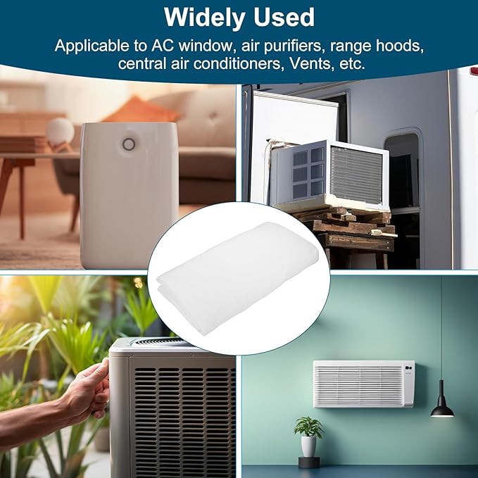PATIKIL 39" x 39" x 0.8" Air Conditioner Filter Replacement, 2Pcs Washable Reusable Cut to Fit Foam Filter Air Filter for RV AC Vent Window Purifiers Computer, White