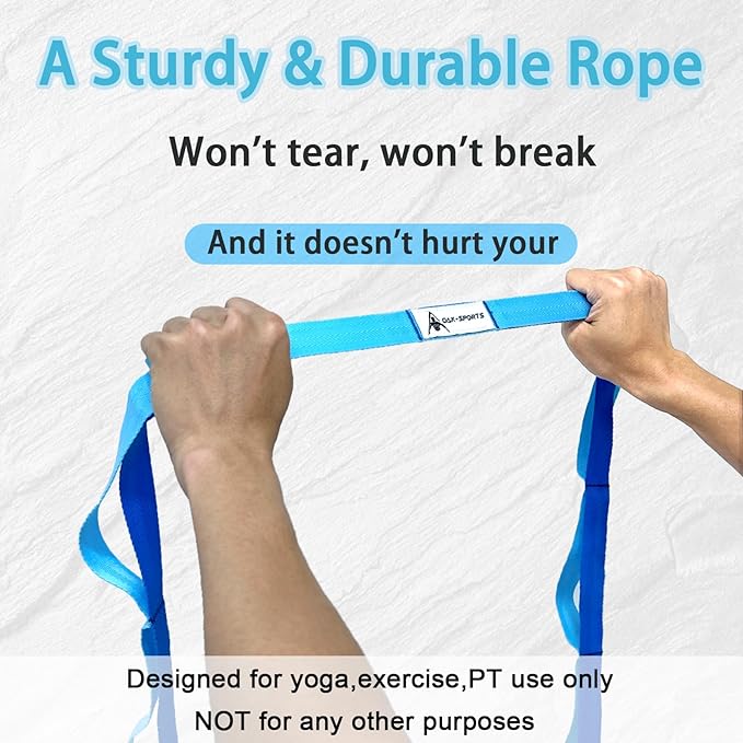 Stretching Strap Yoga Strap with Loops, Stretch Straps for Physical Therapy, Non-Elastic Exercise Strap for Pilates, Dance and Gymnastics with Workout Guide-FlexoryFit