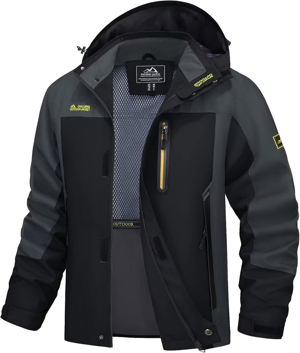 MAGCOMSEN Men's Hooded Windproof Water Resistant Rain Jacket Windbreaker 5 Pockets for Hiking,Fishing,Travel