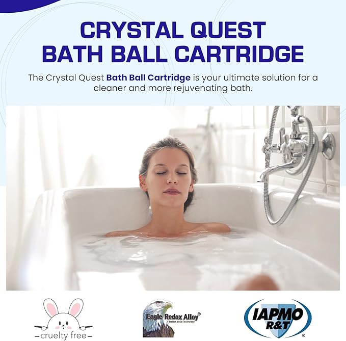 Crystal Quest Bath Ball Replacement Cartridge – Removes Chlorine, PFAS & Odors – Easy-to-Install Water Filter – Eco-Friendly, Durable & Skin-Safe – Built in the USA [2 Pack]