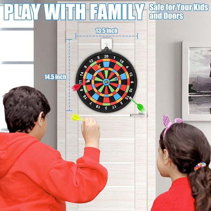 Magnetic Dart Board w/ 12 Darts, Kids Dartboard Gifts, Safe Indoor Outdoor Games for Kids 8-12, Teen Gifts for 6 7 8 9 10 11 12 13 14 Year Old Boys Girls