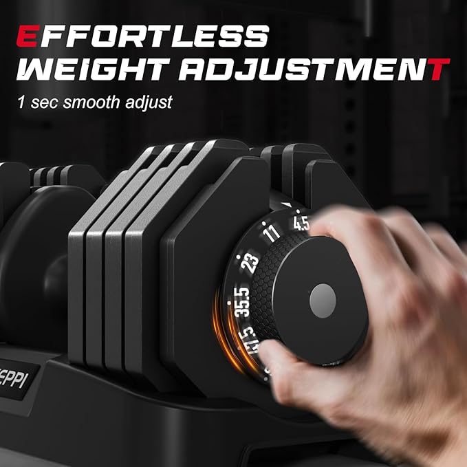 Keppi Adjustable Dumbbells Set-25lb/40lb/55lb/60lb, Anti-Slip Metal Fast Adjust Weight Handle, Exercise & Fitness for Full Body Workout - Adjustable Dumbbell Series-FlexoryFit