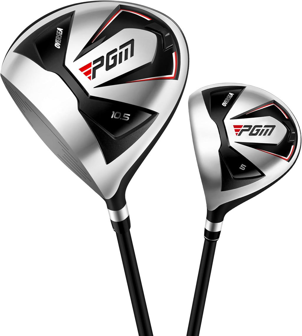 PGM Men's Oversea 9/12 Pieces Complete Golf Club Set with High-Strength Thin Face Design 460cc Driver High Forgiveness Ideal for Beginners