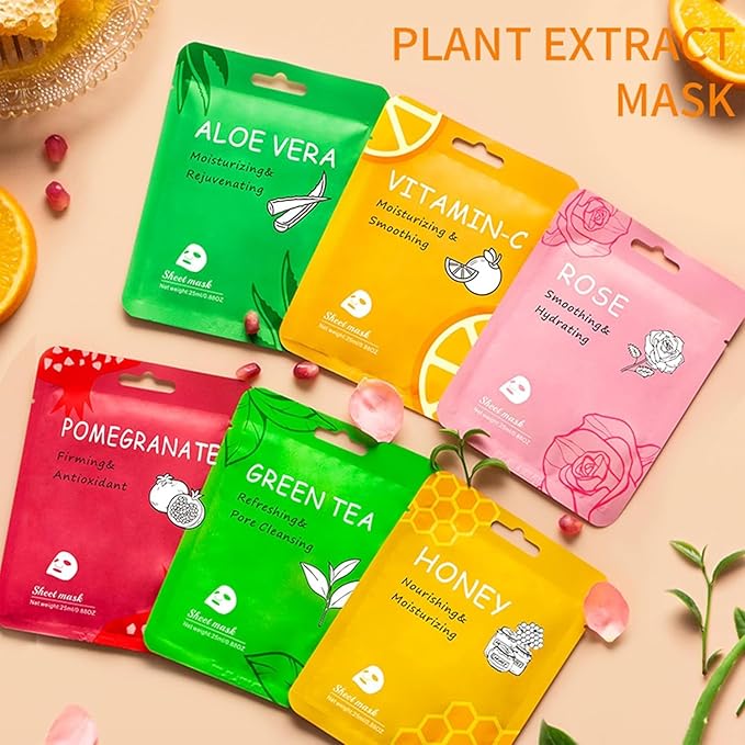 18 Pack Collagen Face Masks Skincare Bulk,Hydrating Spa Face Mask Beauty for Sensitive Skin,Sheet Mask for Skin Care, Facial Mask Sets Birthday Party Gifts for Women/Teen Girls/Kids-FlexoryFit
