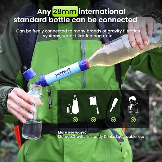 Purewell Outdoor Water Filter Personal Water Filtration Straw Emergency - Image 5