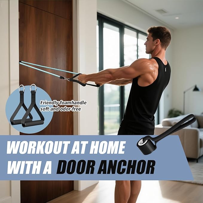 WHATAFIT Resistance Bands, Exercise Bands，Resistance Bands for Working Out, Work Out Bands with Handles for Men and Women Fitness, Strength Training Home Gym Equipment-FlexoryFit