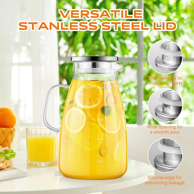 1 Gallon 128oz Glass Pitcher, Water Pitcher - Image 4