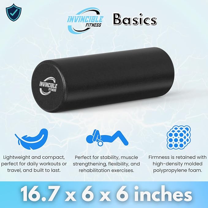 Invincible Fitness EPP Foam Roller for Deep Tissue Massage – Enhance Recovery, Relieve Pain, and Boost Mobility for a Stronger, Healthier You (Black)-FlexoryFit