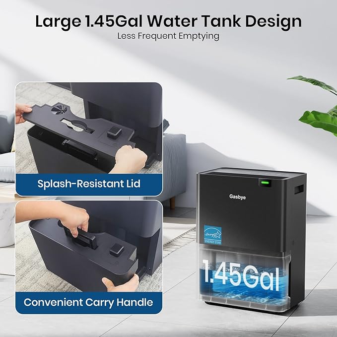 Energy Star 2024 Dehumidifier with [𝗥𝗲𝗽𝗹𝗮𝗰𝗲𝗮𝗯𝗹𝗲 Pump] for Basement – [44dB Quiet, Easy to Clean & Clog-Free], Max 75 Pints/Day, 16.5ft Drain Hose, Auto Shut-Off, Auto-restart, Black
