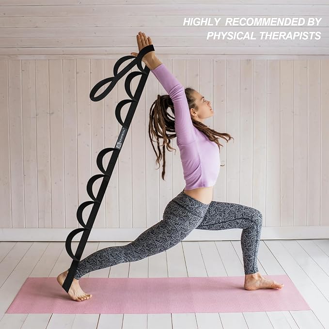 Premium Durable Stretch Straps with Loops, Stretching Strap for Physical Therapy, Multi-Loop Yoga Strap Fitness Exercise Strap for Yoga, Pilates, Dance, Flexibility&Exercise-FlexoryFit