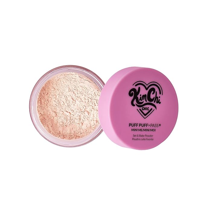 KimChi Chic Puff Puff Pass Mini Translucent Set of 3 - Lightweight Loose Setting Powder with Rice Powder & Vitamin E, Oil Absorbing for All-Day Wear, 5g-FlexoryFit