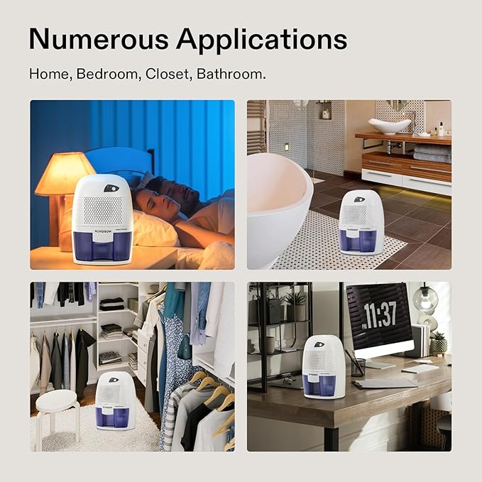 VIVOSUN Electric Mini Dehumidifier, Ultra-Quiet 225 Sq. Ft. Dehumidifier with 500ML Water Tank, Indicator Light and Auto Shut-Off Function for Home, Bedroom, Bathroom, Closet