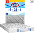 Clorox 16x25x1 Air Filter, MERV 13 Pleated HVAC AC Furnace Air Filters, MPR 1500 & FPR 10 – Pack of 4