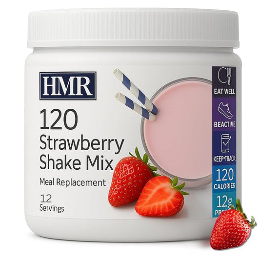 HMR 120 Shake Meal Replacement Powder | Strawberry Shake Mix to Support Healthy Weight Loss | 12g of Protein | Nutritional Drink | Low Calorie Food | 12 Servings-FlexoryFit