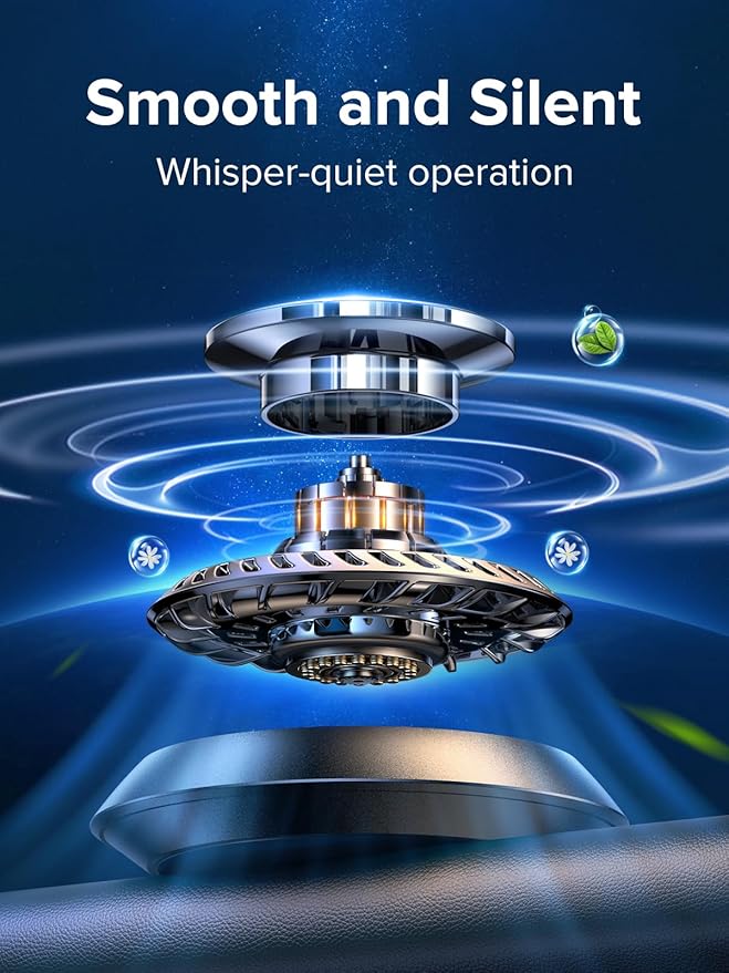 Ceeniu 2025 New UFO Car Air Freshener, Solar Powered Auto Rotary, Aluminum Alloy, Supports DIY perfumes, Natural French Fragrance, Cologne & Mint Ice Scent, Two Oils, F21 Aroma Diffuser, Car Fragrance
