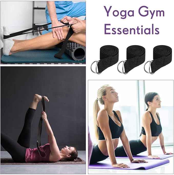 Jerify 10 Pcs Yoga Strap for Stretching Bulk 6ft Exercise Stretch Band with Metal D Ring Adjustable Pilates Non Elastic Yoga Stretch Belt for Women Men Physical Fitness Gym Workout Dance-FlexoryFit