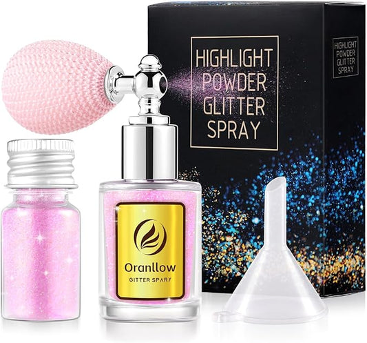 Holographic Body Glitter Spray - Shimmering Hair, Face & Body Sparkle for Festivals, Clothes, Nail Art Crafts Design & Special Events Makeup (Light Pink)-FlexoryFit