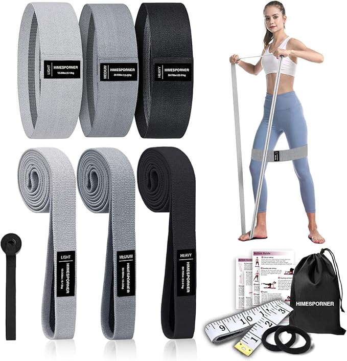 Wide Fabric Resistance Bands Set for Working Out, Non-Slip Exercise Booty Bands for Women & Men Leg and Glutes with Hair Ties and Tape Measure - for Home Gym Workout, Yoga, Pilates-FlexoryFit