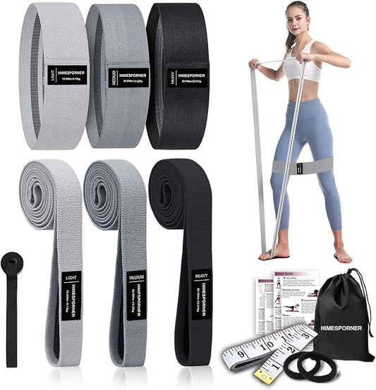 Wide Fabric Resistance Bands Set for Working Out, Non-Slip Exercise Booty Bands for Women & Men Leg and Glutes with Hair Ties and Tape Measure - for Home Gym Workout, Yoga, Pilates-FlexoryFit