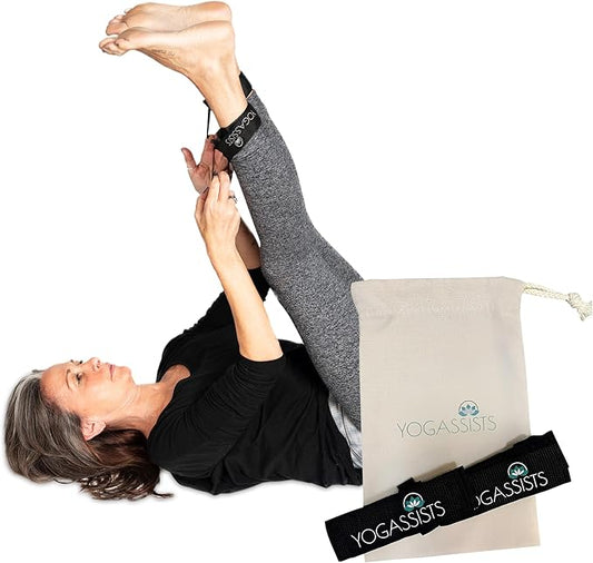 Stretch Straps for Yoga & Stretching - Increase Reach & Hold Poses Longer - Straps Stay w/You During Your Flow - Lightweight, Durable & Compact (2 Straps)-FlexoryFit
