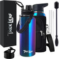 Travel Water Bottle with 3 Lids (Spout, Straw, Flip) Leak Proof, Quality, Vacuum Insulated, Stainless Steel (Twilight, 32 oz)