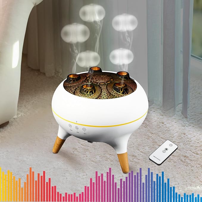 Essential Oil Diffuser 250ML, Jellyfish Mist Aromatherapy Humidifier with 7 Colors LED Lights Dynamic Sound Pickup Ultrasonic Aromatherapy Remote Control Auto-Off Timer for Bedroom Office Yoga Hotel