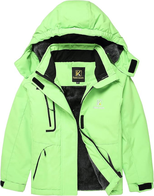 Keevoom Girl's Ski Jacket Winter Warm Thick Snow Coat Windproof Kids Outdoor Hooded Jackets-FlexoryFit