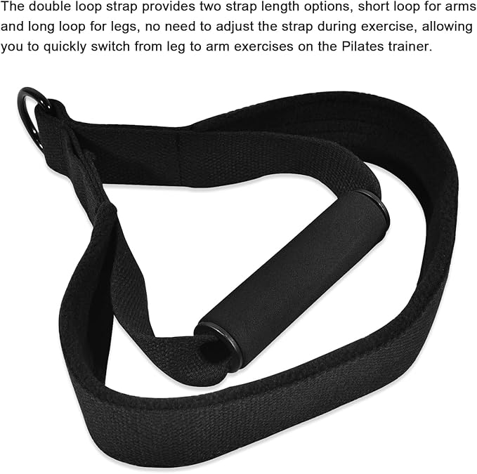 Pilates Double Loop Straps for Reformer, D Ring Straps Handle, Yoga Exercise Straps, 2 PCS-FlexoryFit