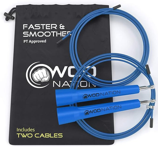 WOD Nation Adjustable Speed Jump Rope For Men, Women & Children - Blazing Fast Fitness Skipping Rope Perfect for Boxing, MMA, Endurance-FlexoryFit