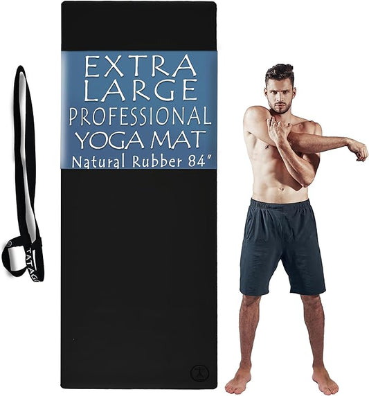 Tatago Hot Yoga Mat Non Slip-Professional Grade Natural Rubber Yoga Mat, Pliates Mat, Stretching Mat or exercise mats for home workout. Nonslip for Hot and Sweaty Classes. Includes Yoga Strap for Carrying and Stretching too.-FlexoryFit