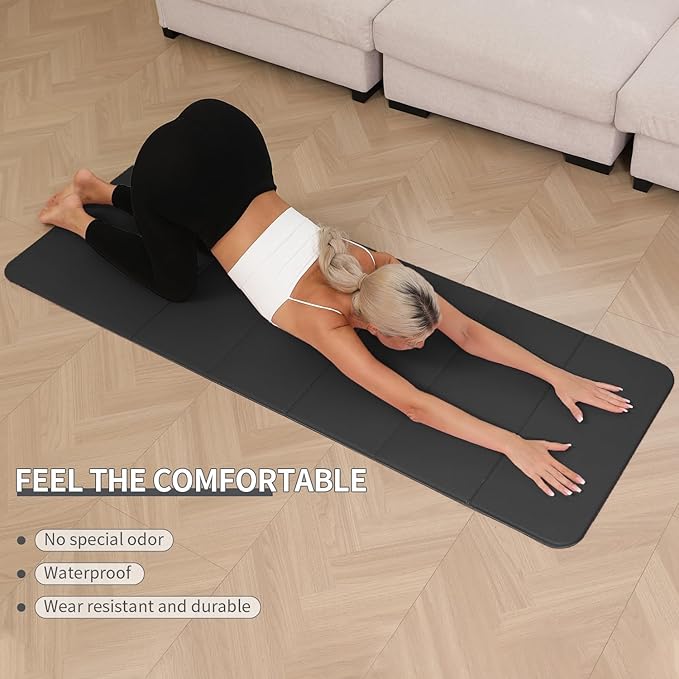 Foldable Yoga Mat - 10mm Extra Thick, 75"26" Non-Slip Exercise Fitness Mat | SGS Eco-Certified, Portable for Yoga/Pilates/Studio/Home Workout-FlexoryFit