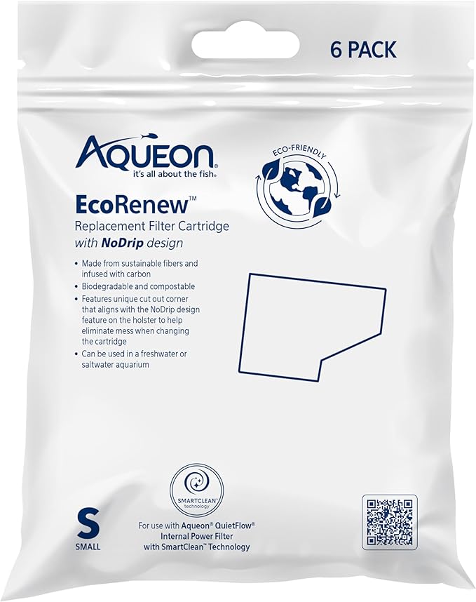 Aqueon Aquarium Fish Tank EcoRenew Filter Cartridge, Small 6 Pack