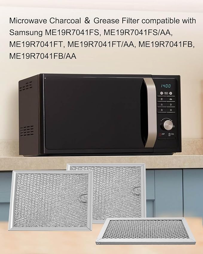 Microwave Charcoal and Grease Filter Fit for Samsung ME19R7041FS, ME19R7041FS/AA, ME19R7041FT, ME19R7041FT/AA, ME19R7041FB, ME19R7041FB/AA